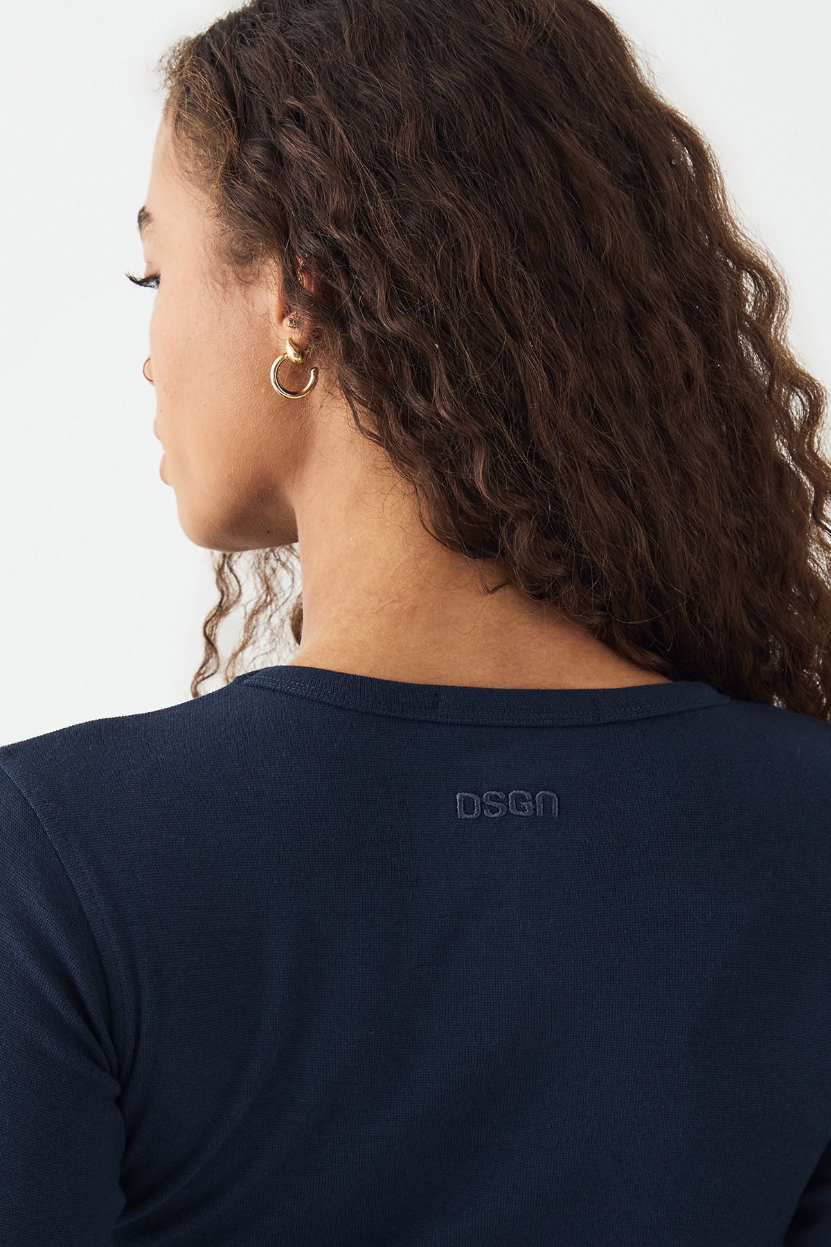 DSGN Studio DSGN Studio Embroidered Long Sleeve Top Navy image 4