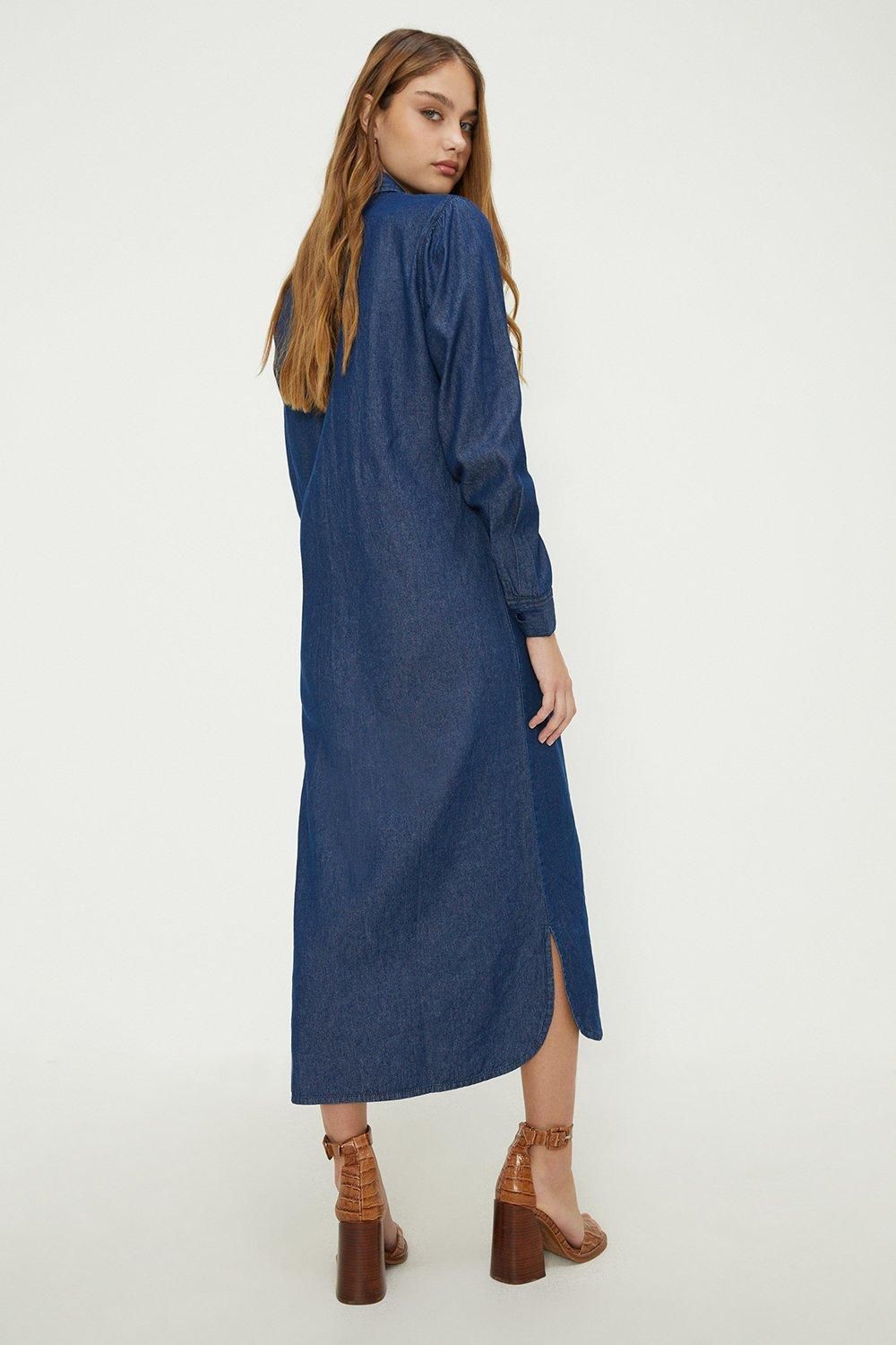 Dorothy Perkins Denim Shirt Midi Dress Washed Indigo image 4