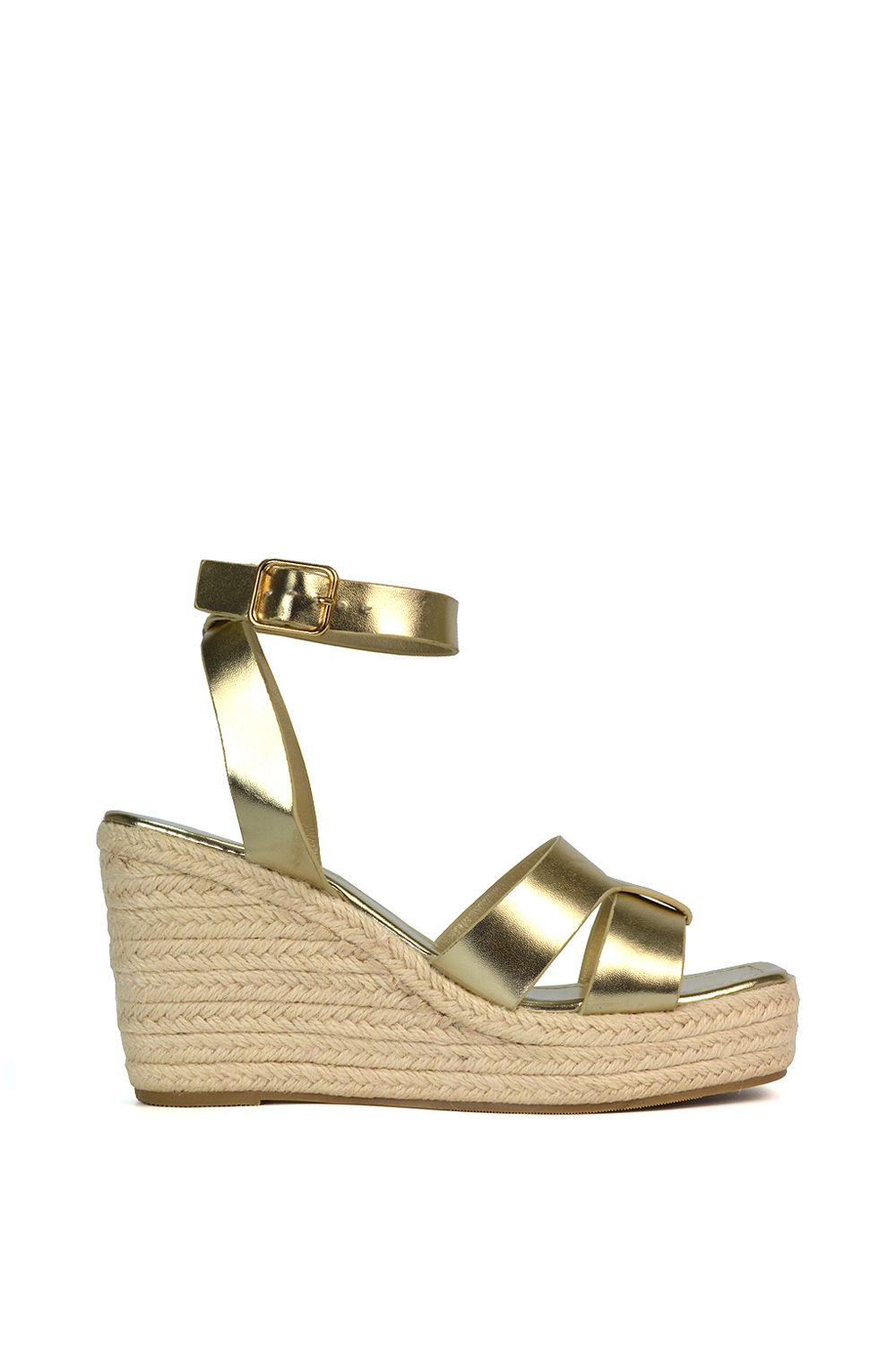 XY London 'Kala' Espadrille Strappy Platform Wedge Heel Sandals With Ankle Strap