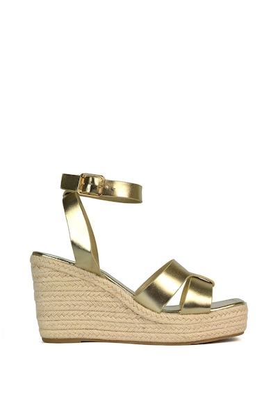 XY London 'Kala' Espadrille Strappy Platform Wedge Heel Sandals With Ankle Strap