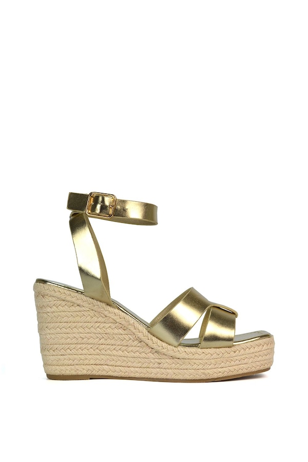 XY London 'Kala' Espadrille Strappy Platform Wedge Heel Sandals With Ankle Strap