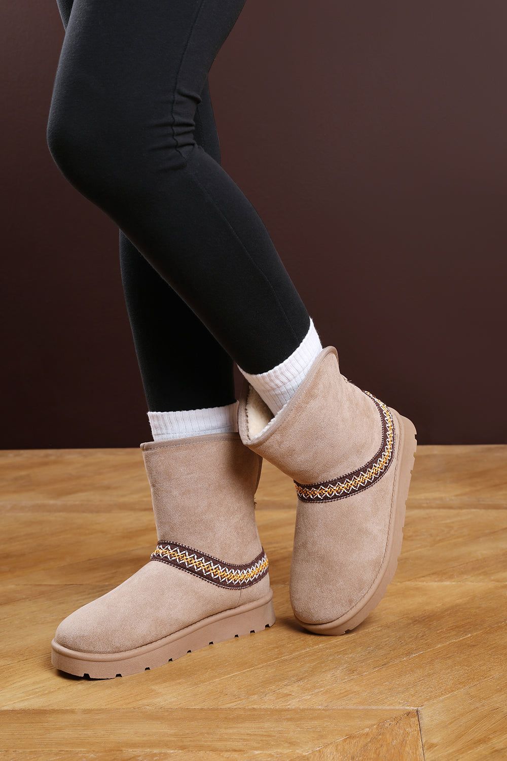 Where's That From 'Flora' Suede Flat Slippers with Embroidered Trim Detail image 2