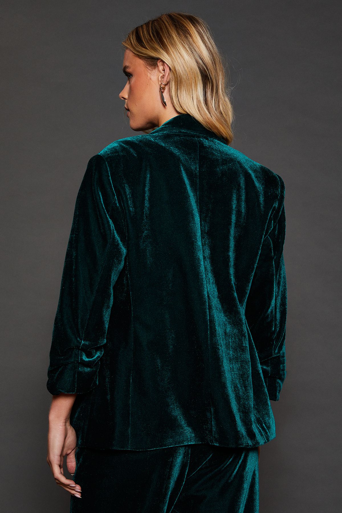 Dorothy Perkins Petite Velvet Blazer Dark Green image 3