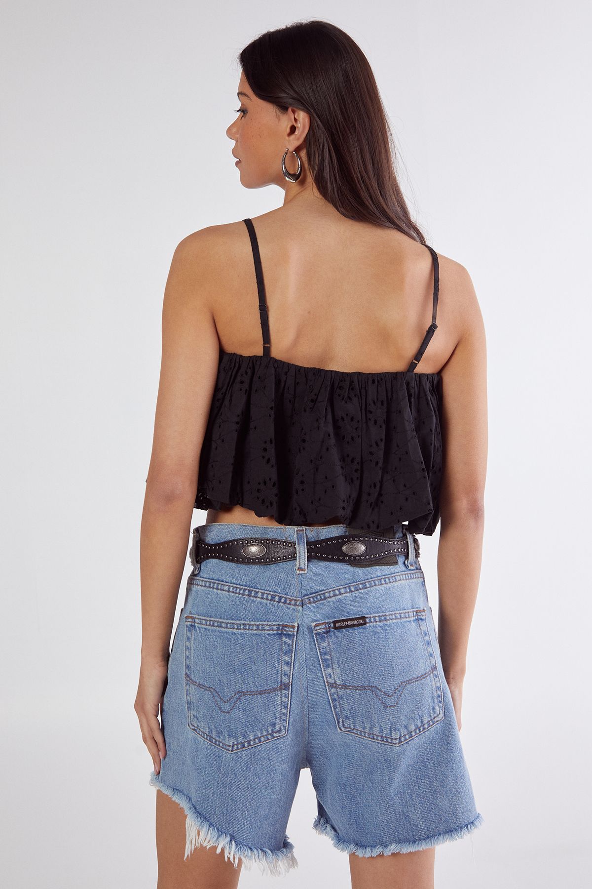 NastyGal Broderie Puffball Cami Top Black image 4