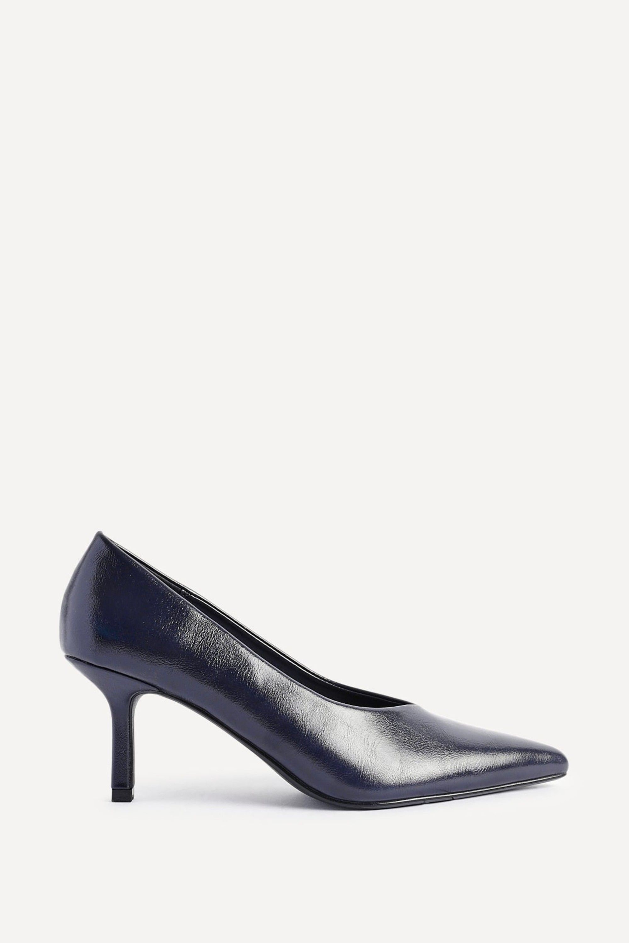 Linzi Bellamy Navy Faux Leather V-Cut Vamp Court Heels image 1