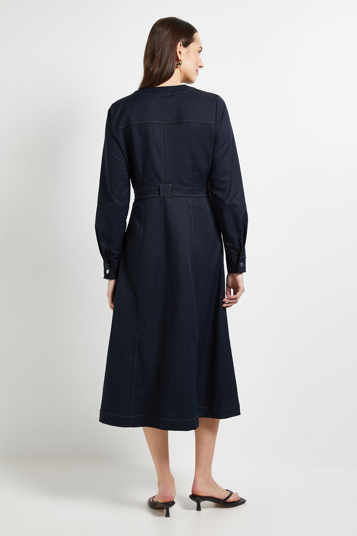 Principles Utility Pocket Collarless Shirt Dress Navy image 3