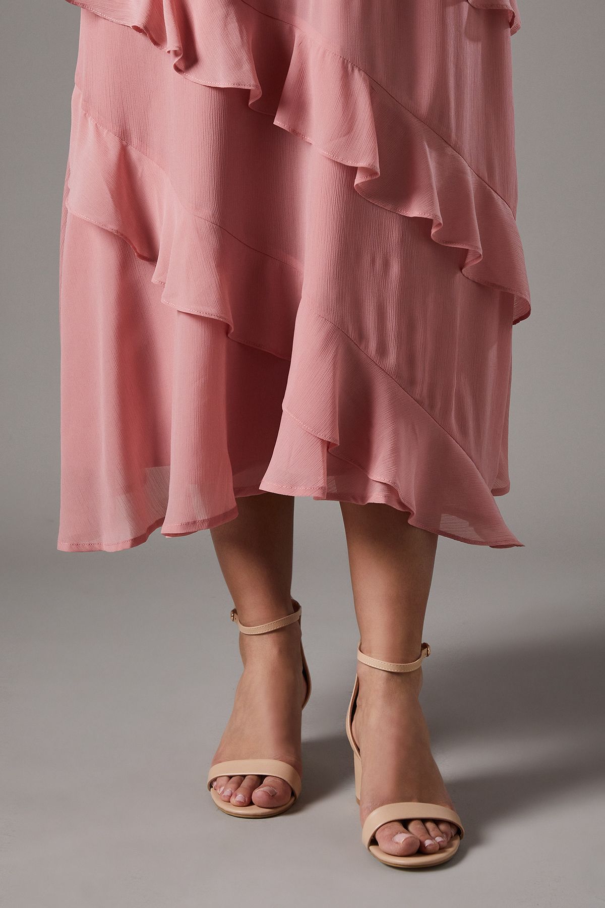 Coast Thelma Faux Leather Ankle Strap Medium Block Heel Sandals Nude image 2