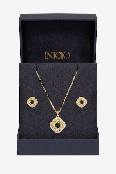 Inicio 14K Gold Plated and Cubic Zirconia Open Knot Set - Gift Box