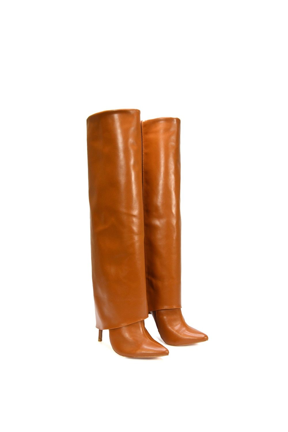 XY London 'Shauna' Knee High Fold Over Boots With Stiletto High Heel image 4