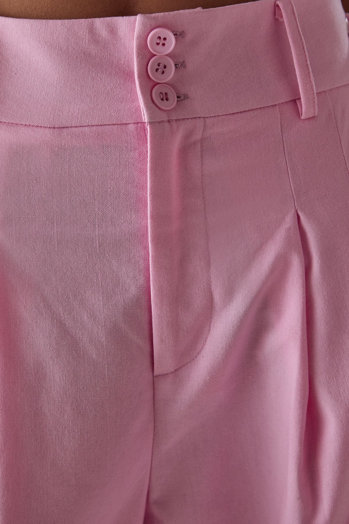 Warehouse Linen Blend Tailored Trousers Pink image 5