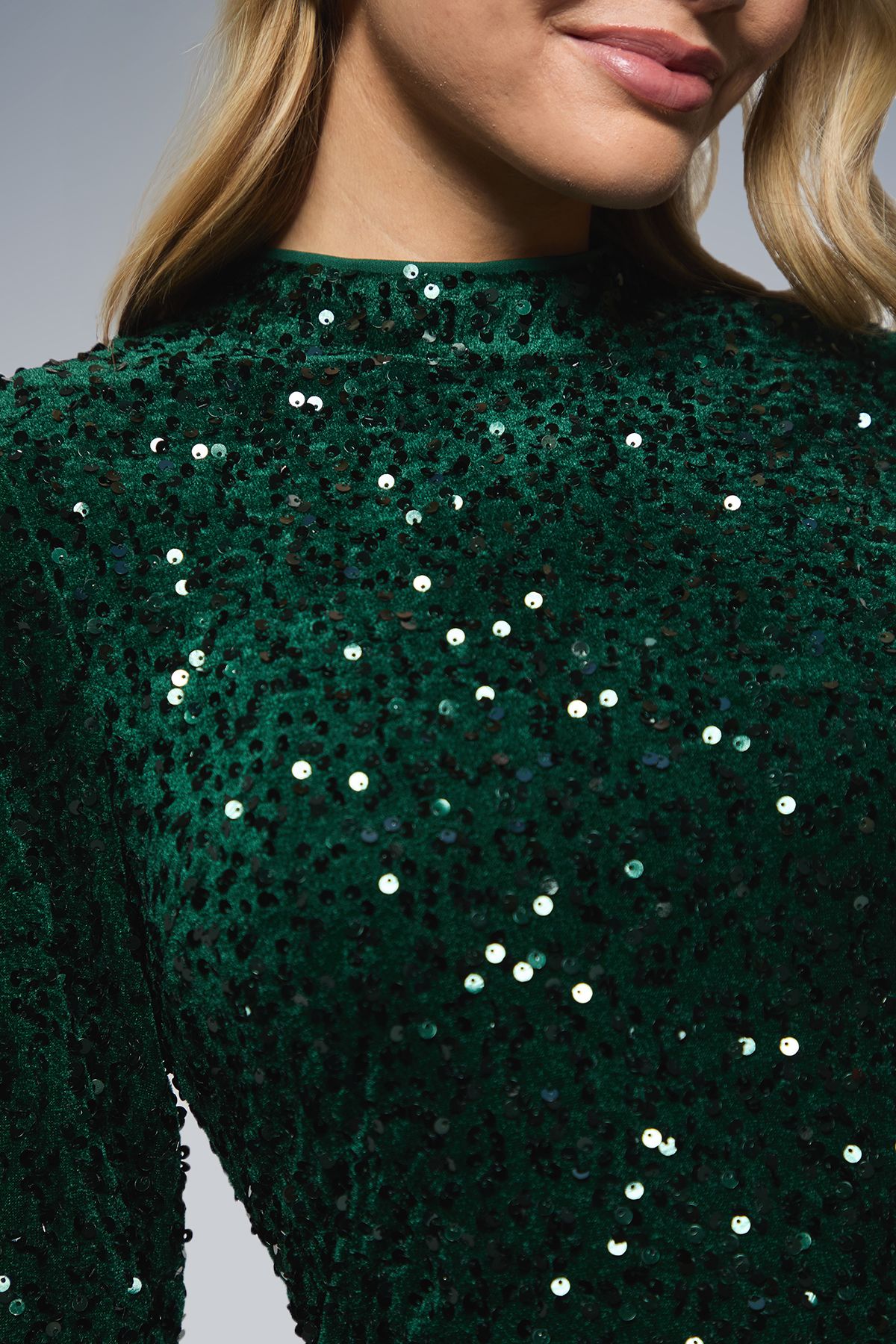 Dorothy Perkins Velvet Sequin Mini Dress Forest image 5