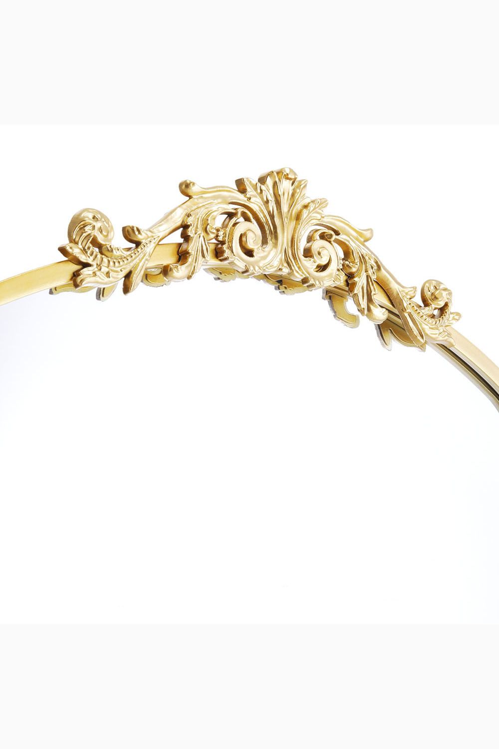 Living and Home 60cm W x 120cm H Vintage-Inspired Gold Floral Carved Metal Framed Arch Accent Wall Mirror image 5