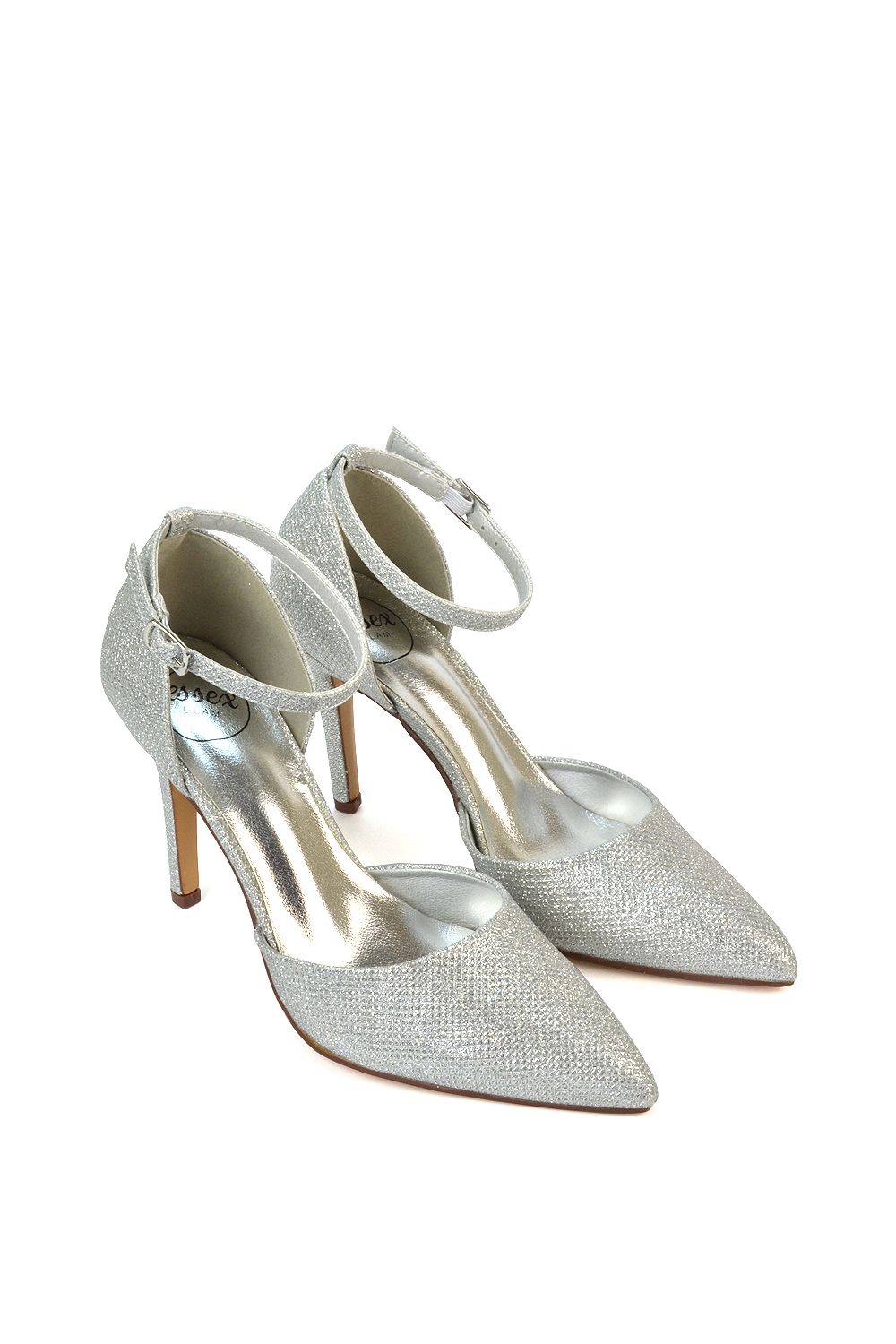 XY London 'Claire' D'Orsay Point Toe Ankle Strap Stiletto Heel Court Shoes image 4