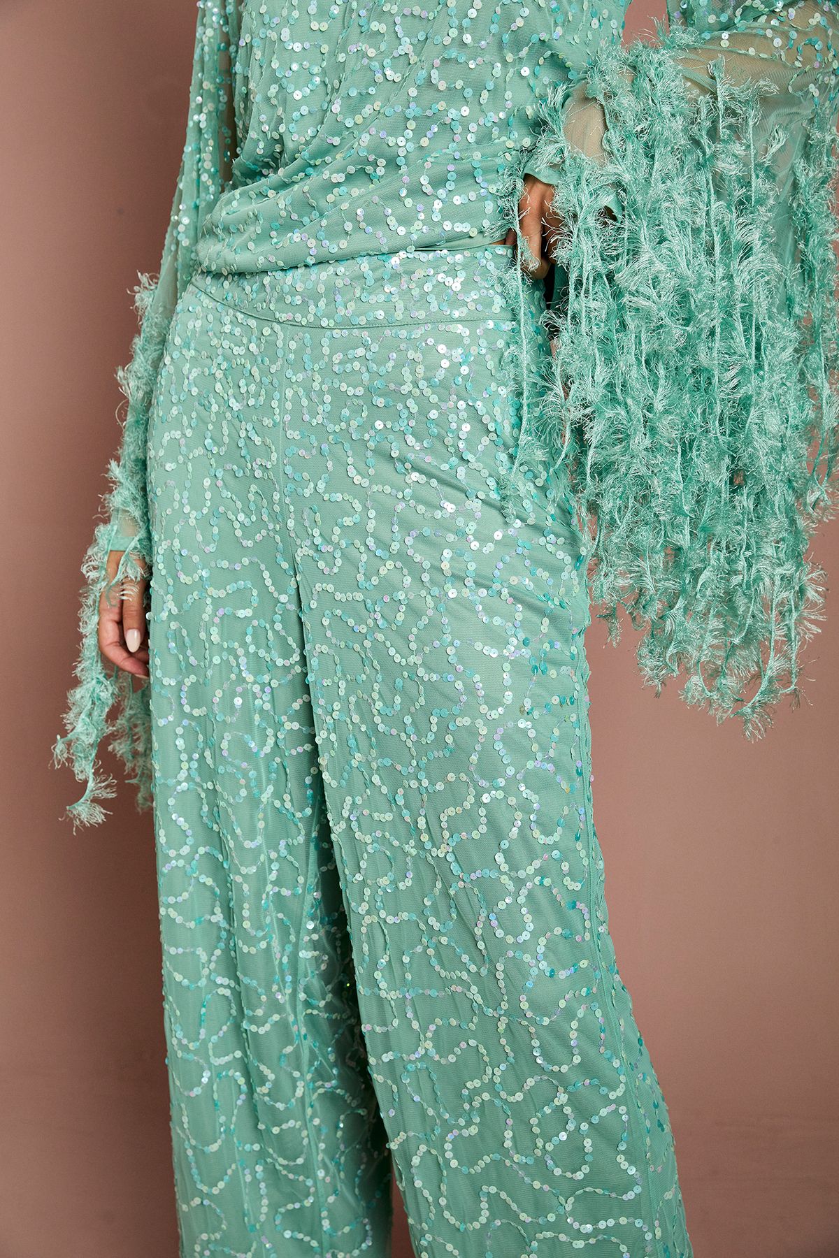 Coast Wide Leg Sequin Trouser Sage image 4