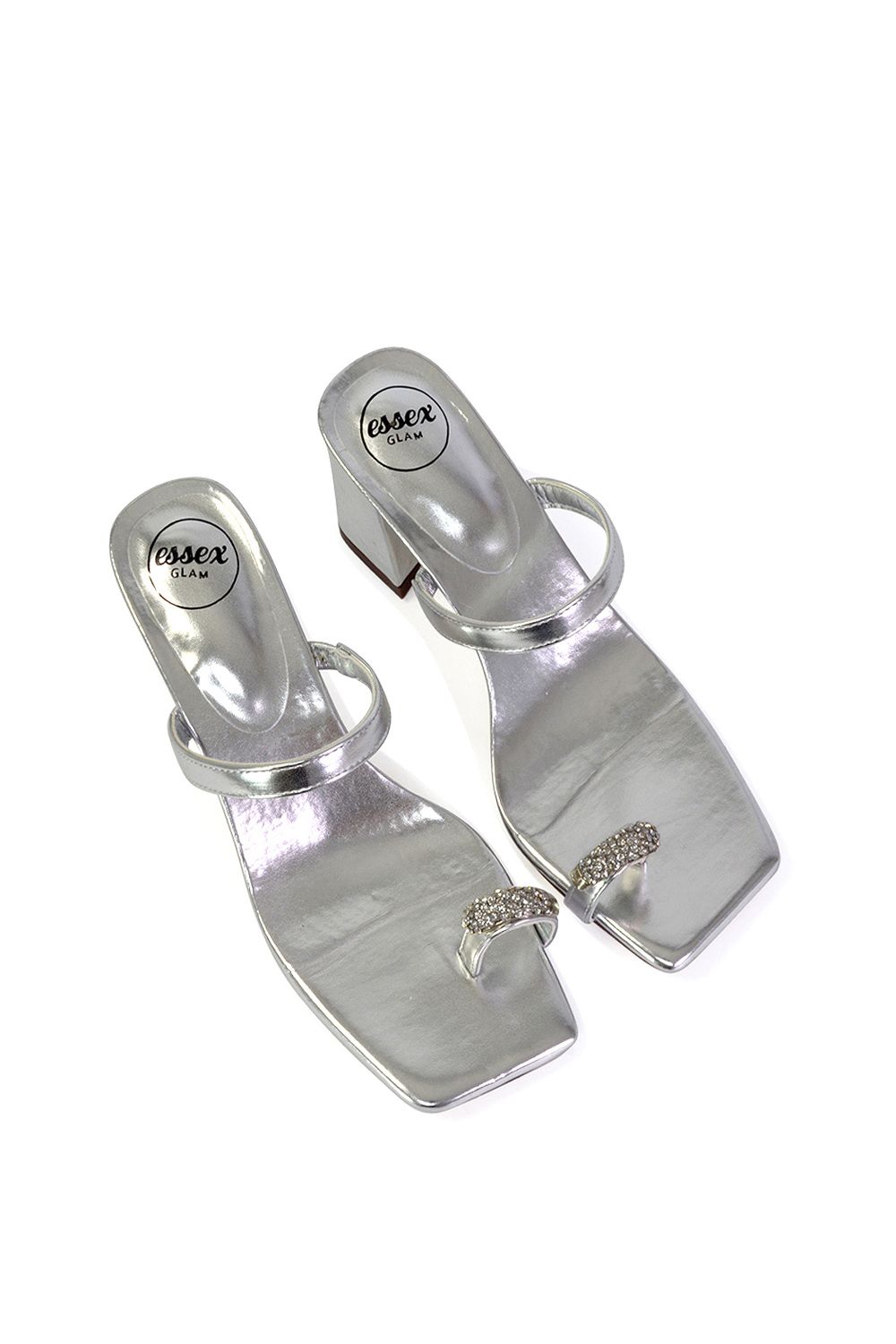 XY London 'Daiquiri' Double Strap Square Toe Ring Block Heel Sandals image 3