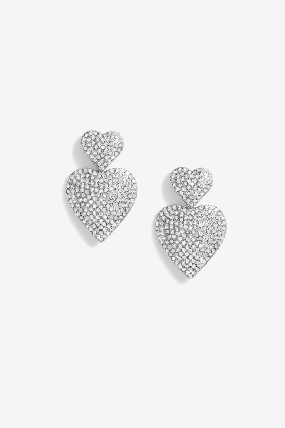 Mood Silver Crystal Heart Stud Earrings