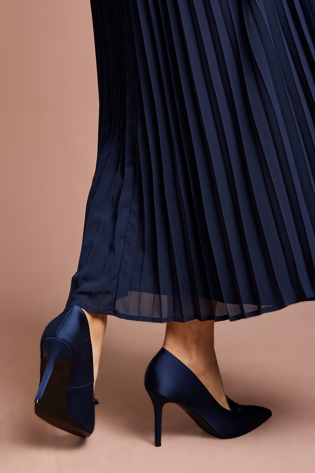 Coast Charlotte Satin Bow Detail High Stiletto Court Shoes Navy image 4