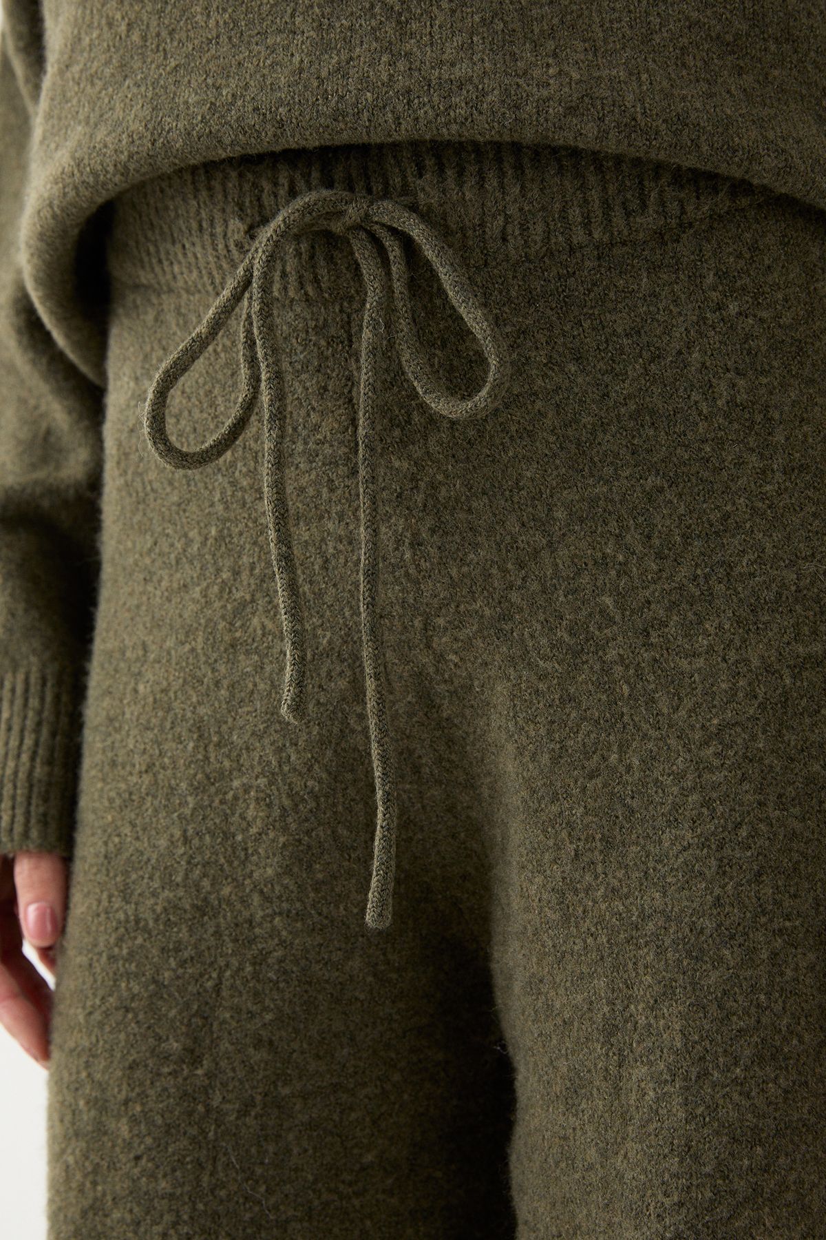 MissPap Knitted Wide Leg Trousers Khaki image 4