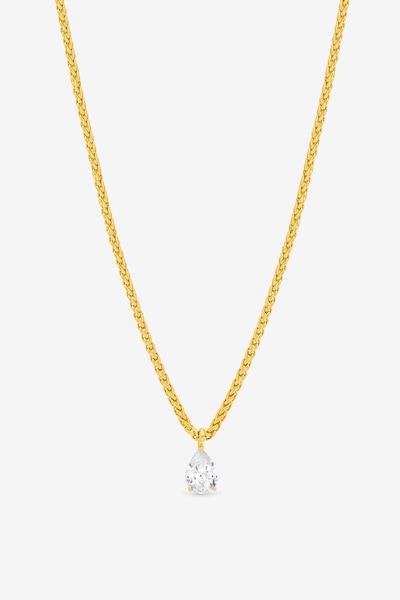 Jon Richard 18K Gold Plated Chain and Cubic Zirconia Peardrop Necklace