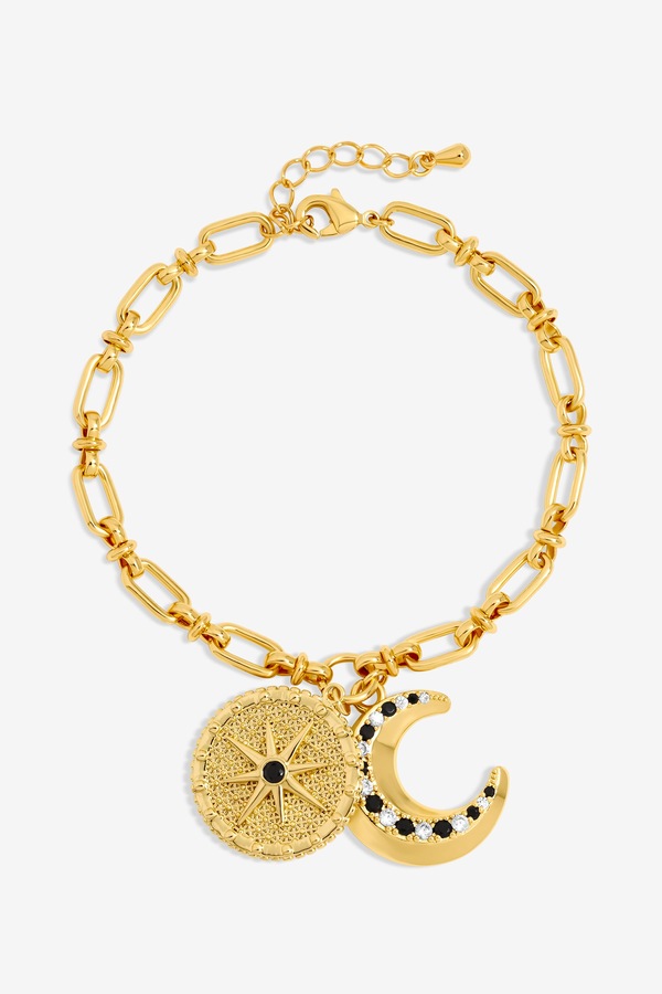 Inicio 14K Gold Plated Celestial Charm Bracelet - Gift Pouch