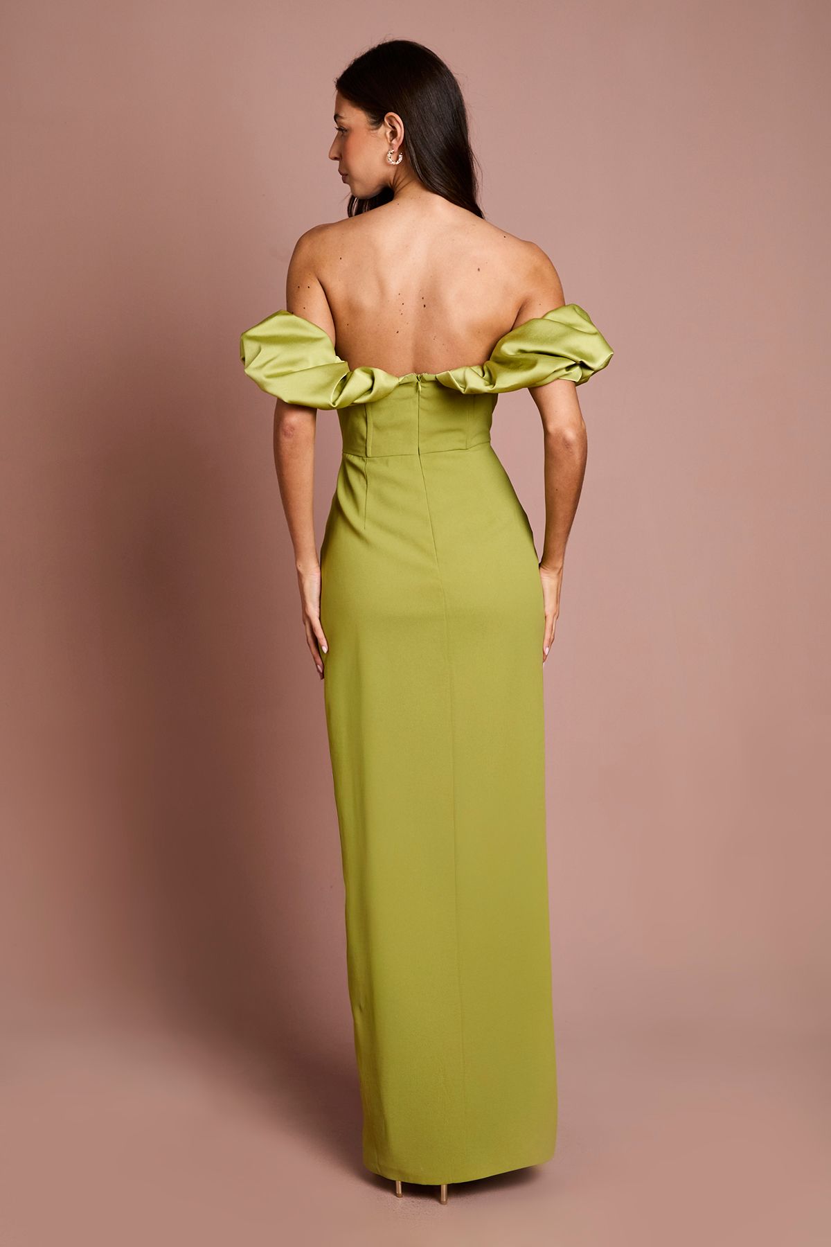Coast Volume Sleeve Corset Column Maxi Dress Olive image 3