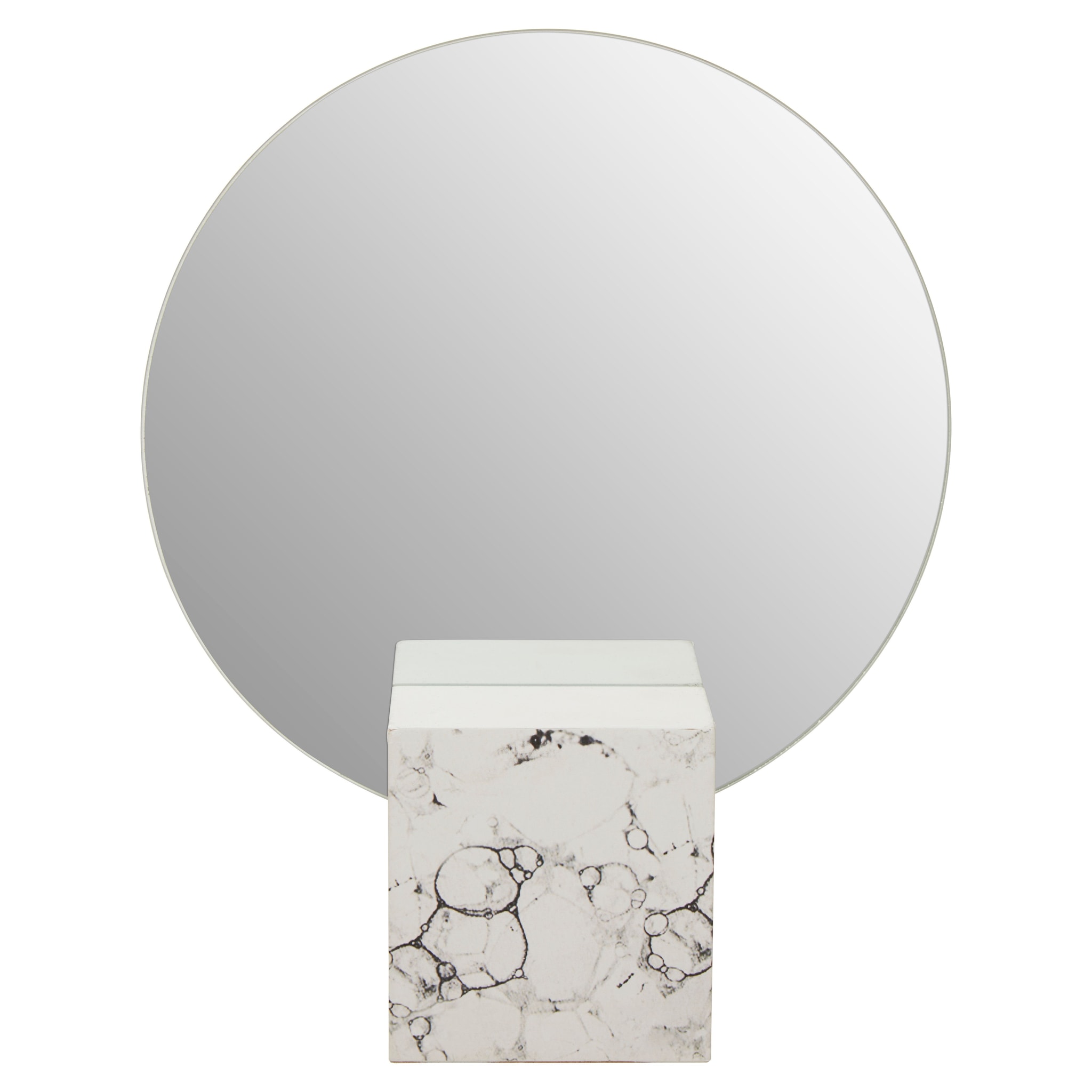 Orsina Round Mirror, Unique White Marble Base, Minimalist Wall Mirror, Compact Design, Ideal for Modern Spaces image 5