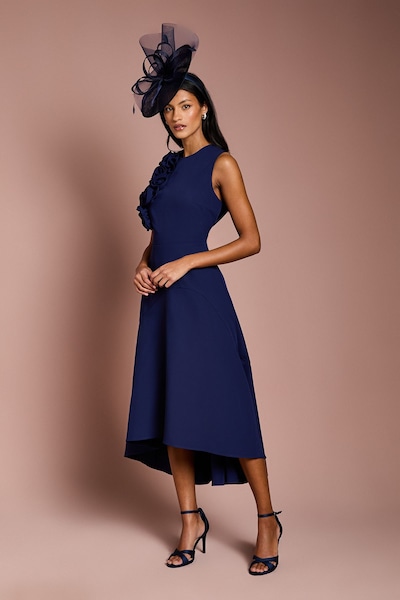 Coast Petite 3D Corsage High Low Dress Navy