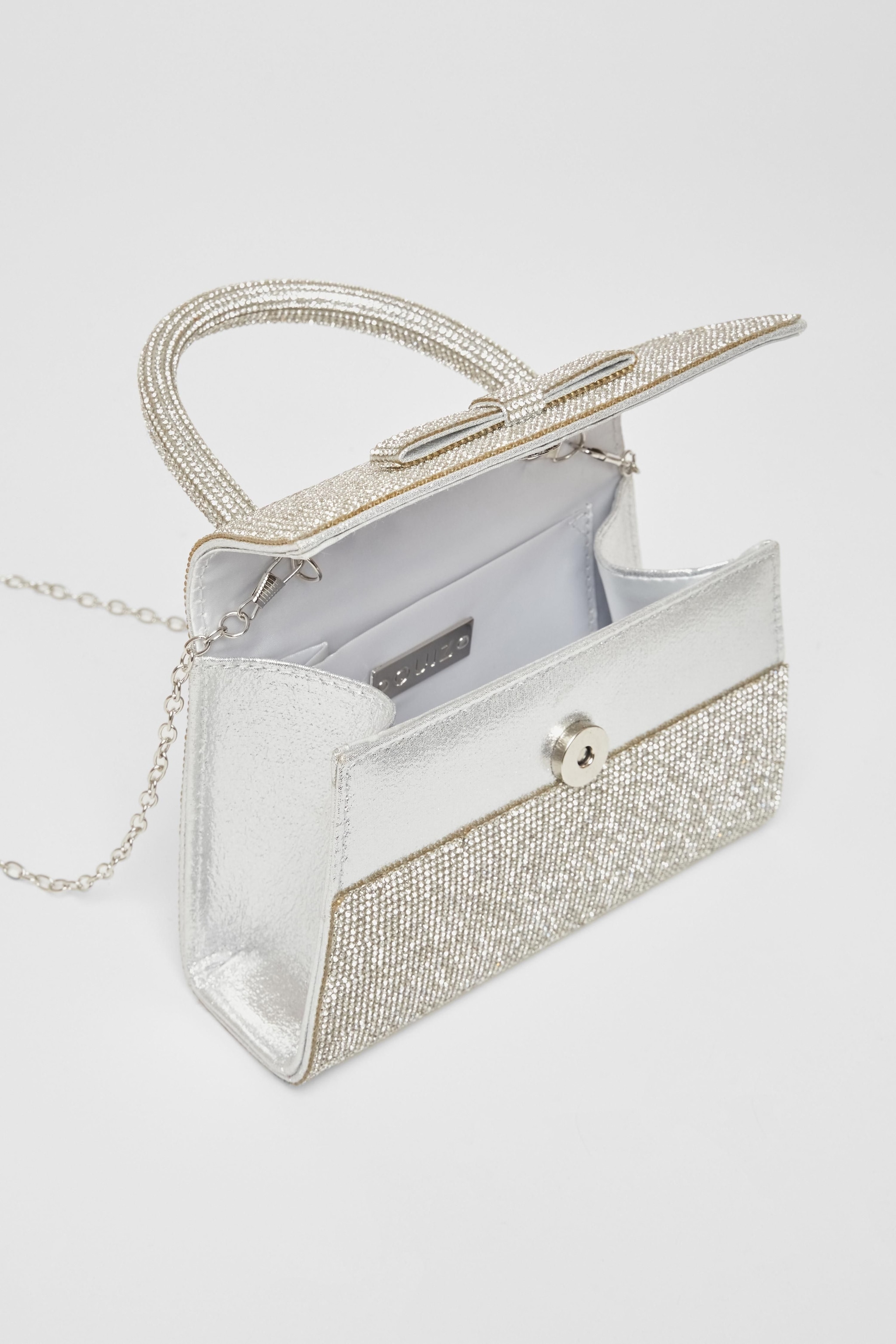 Quiz Silver Diamante Top Handle Bag image 2