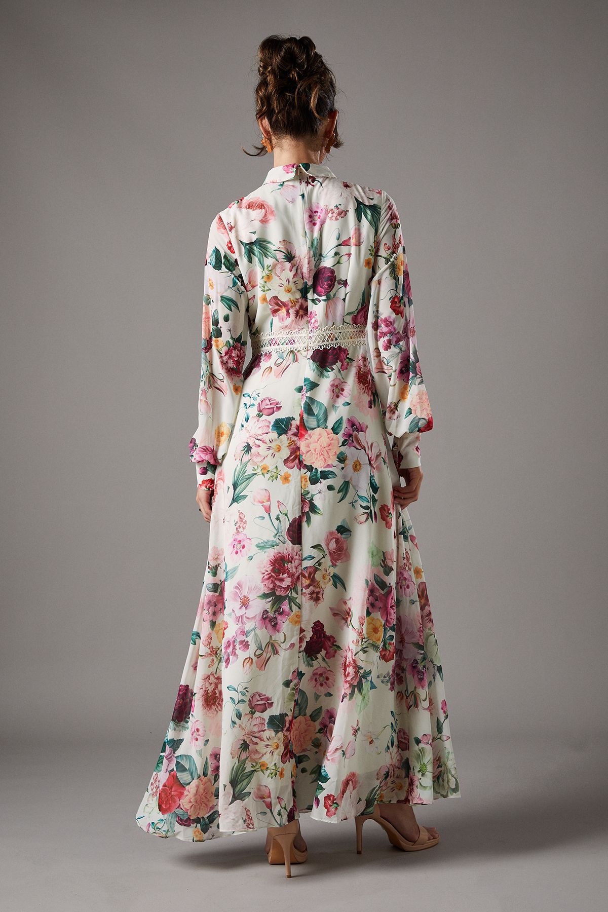 Coast Pleated Lace Trim Midi Dress Multi image 4