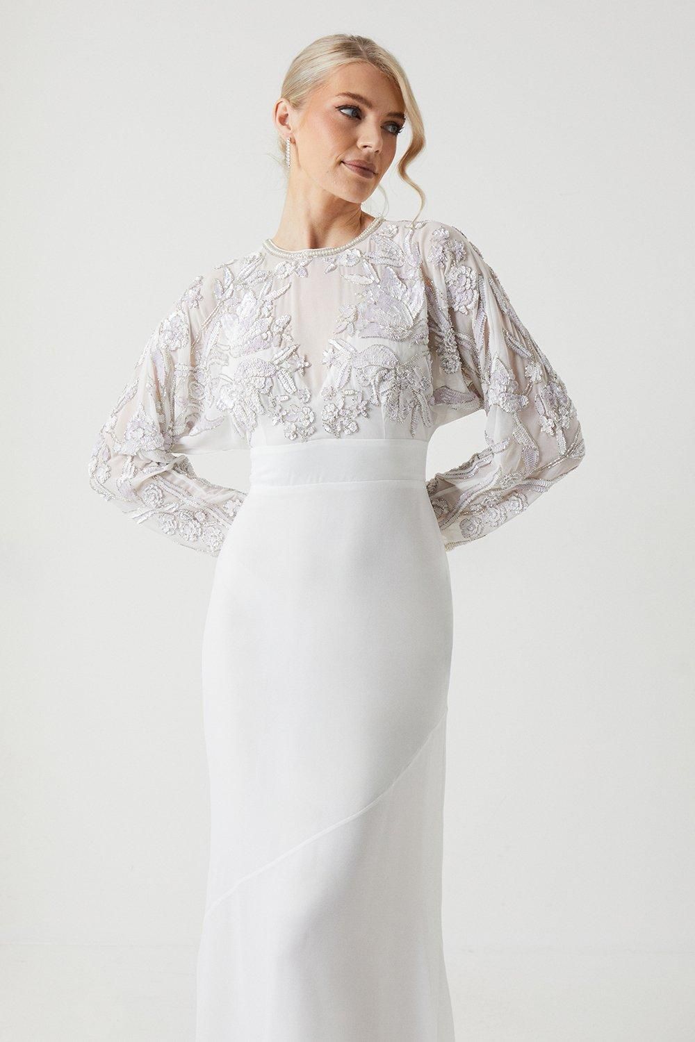 Coast Long Sleeve Embellished Bodice Wedding Dress Ivory image 2