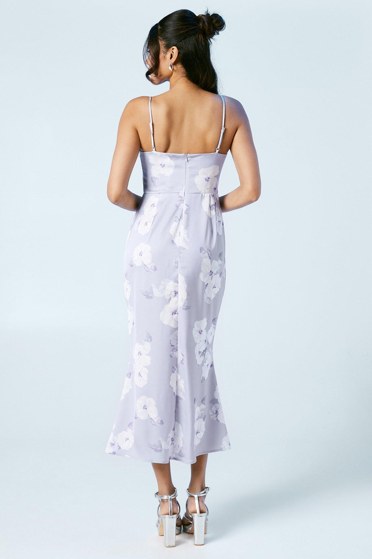 Oasis Lavender Posy Strappy Tie Detail Bridesmaids Dress Lavender image 3