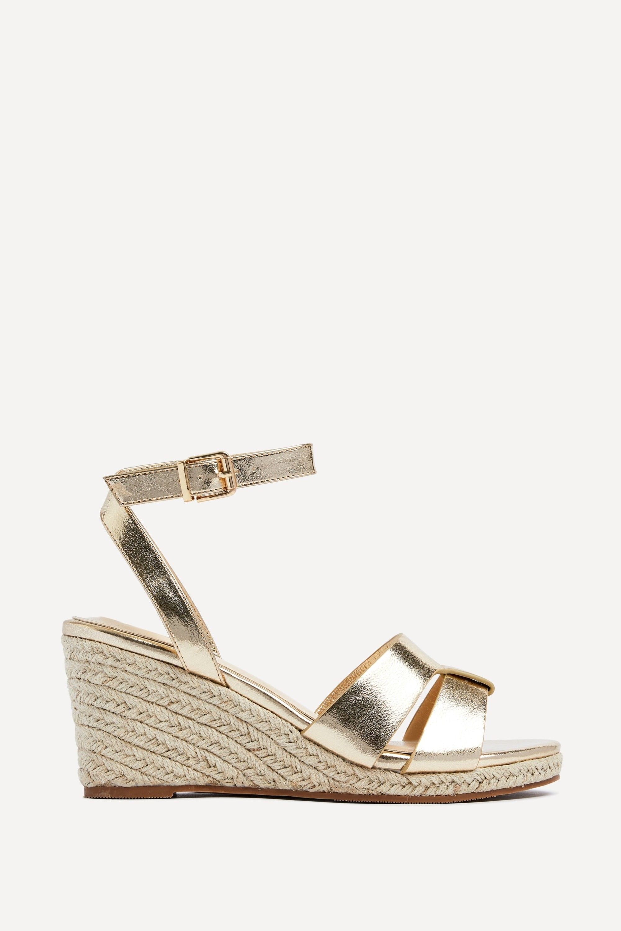 Linzi Bahia Gold Espadrille Wedge Sandals