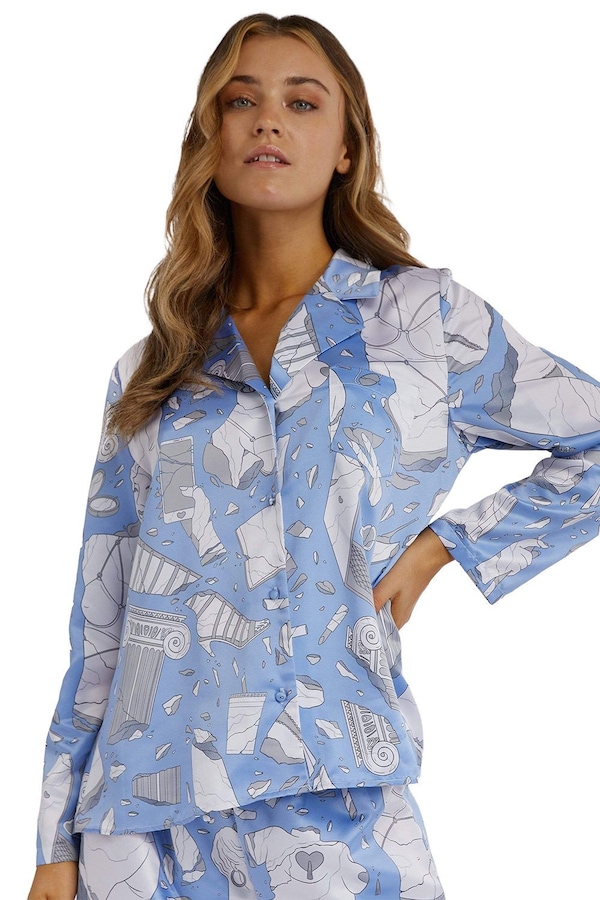 Playful Promises Logan Spector Statues Drop Hem Long Sleeve 'Pj Top'