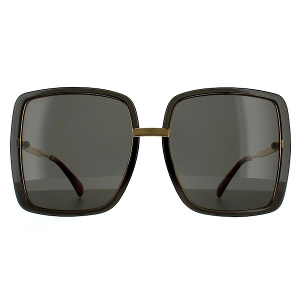 Gucci Square Grey Crystal and Gold Grey Sunglasses