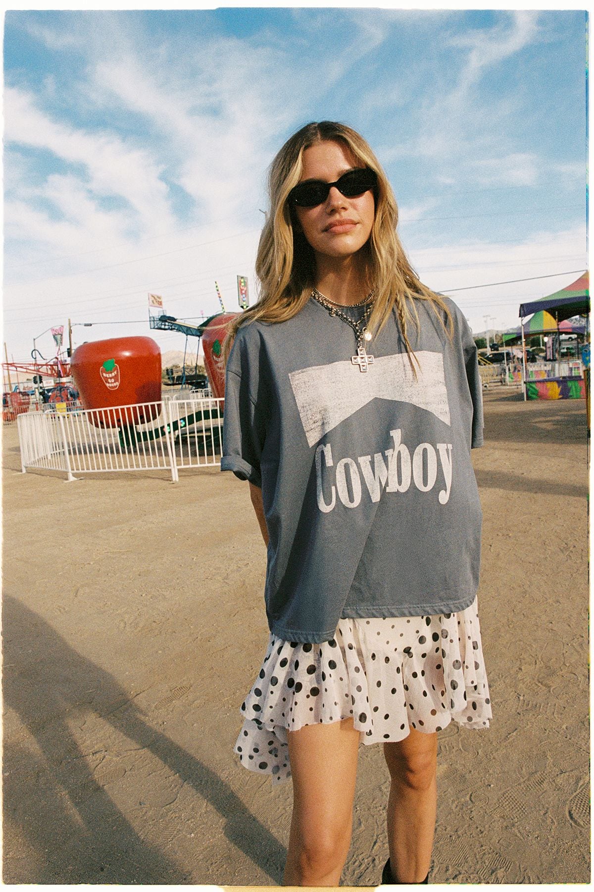 NastyGal Cowboy Oversized Graphic T-Shirt Charcoal image 4