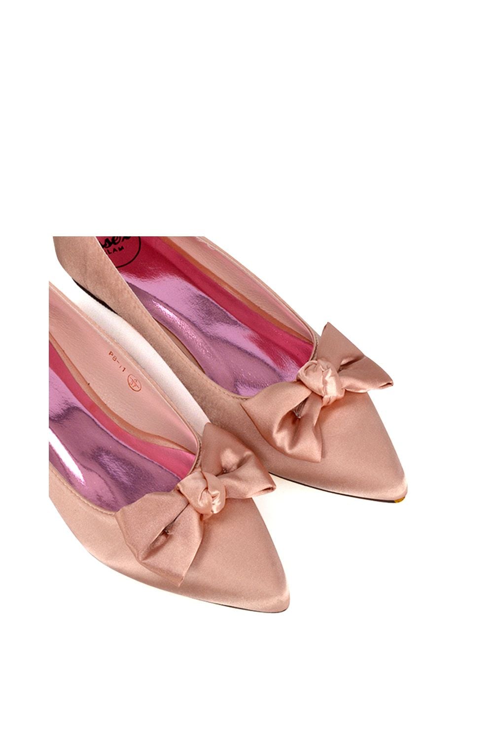 XY London 'Cally' Bow Detail Pointed Toe Ballerina Bridal Pump Shoes image 5