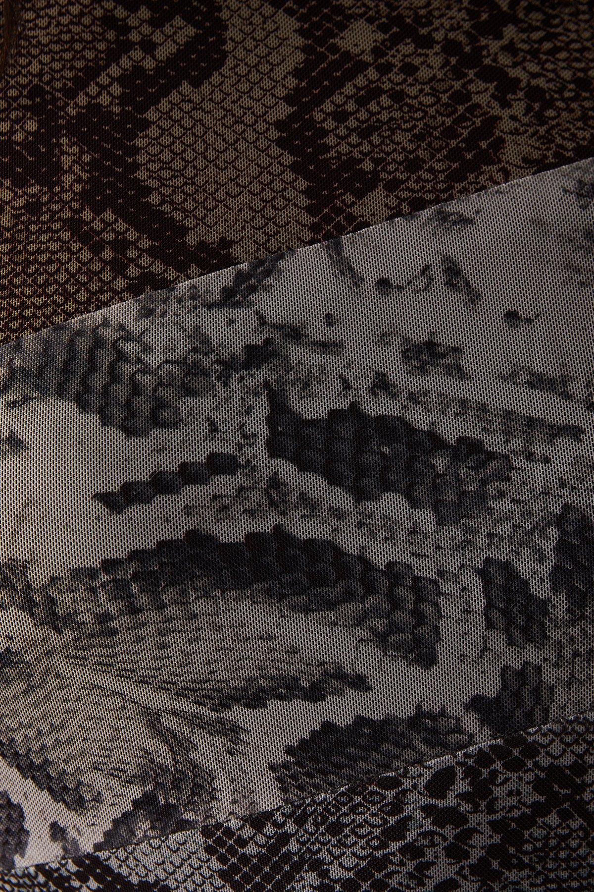 Warehouse Snake Panelled Print Mesh Midi Dress Snake image 5