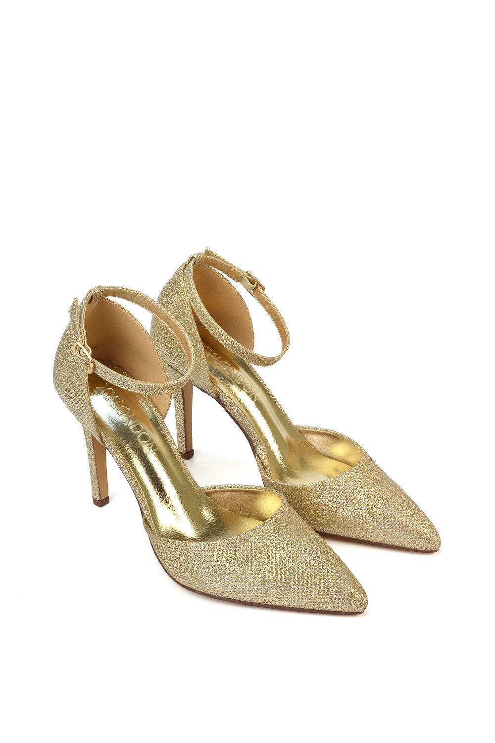 XY London 'Claire' D'Orsay Point Toe Ankle Strap Stiletto Heel Court Shoes image 4