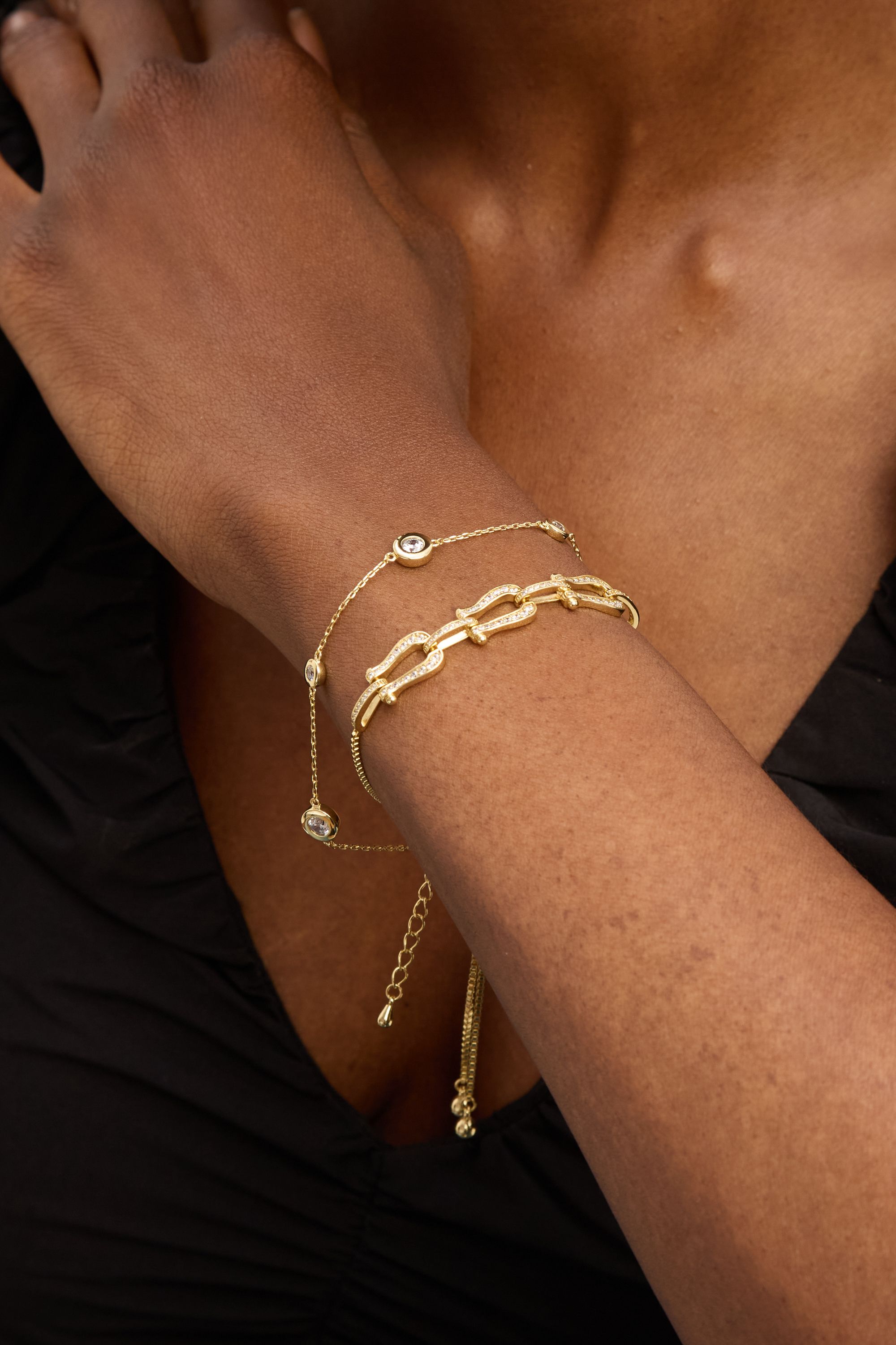 Jon Richard 14K Gold Plated and Cubic Zirconia Besel Station Bracelet image 3