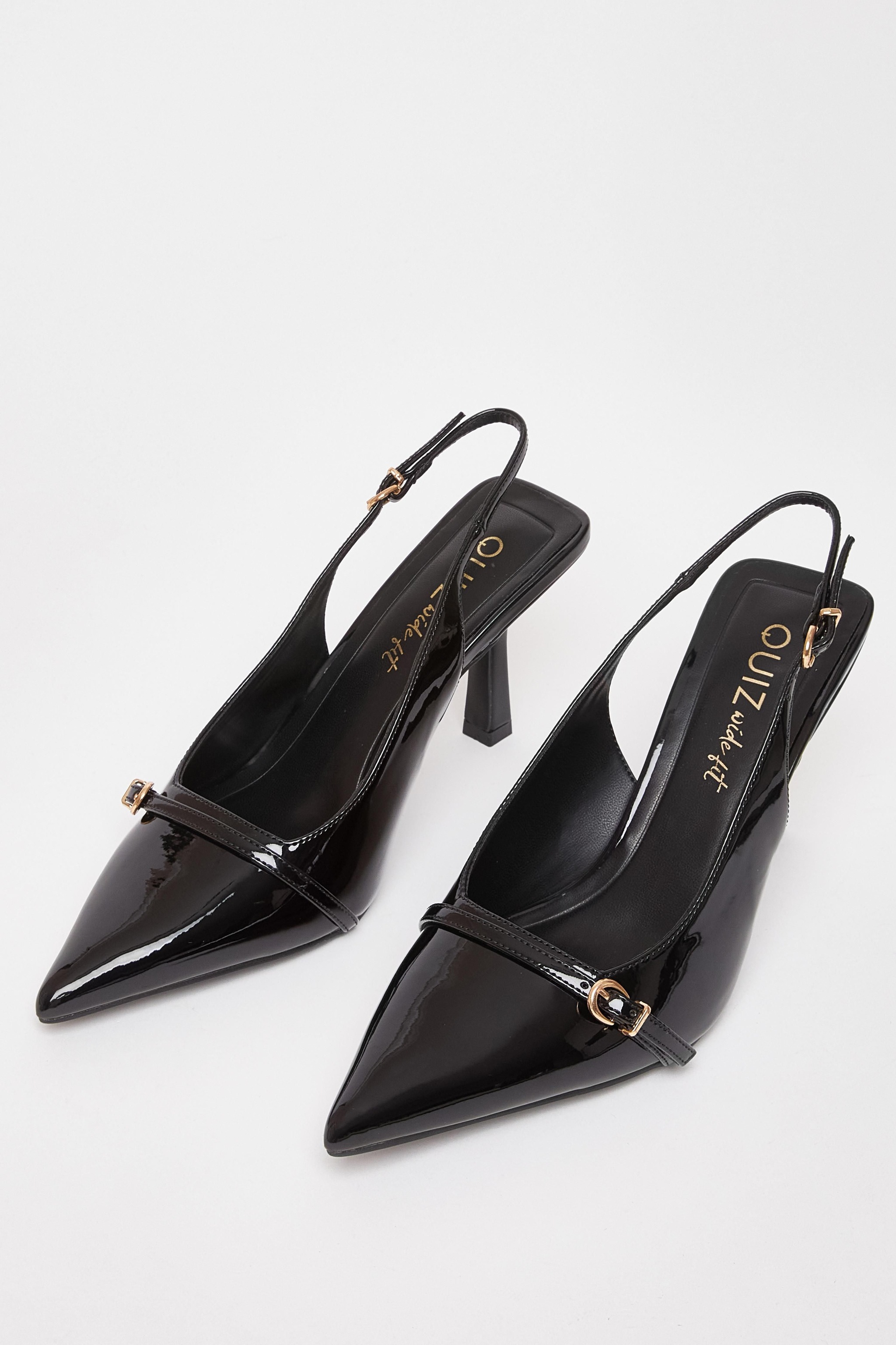 Quiz Black Wide Fit Slingback Court Heels image 2