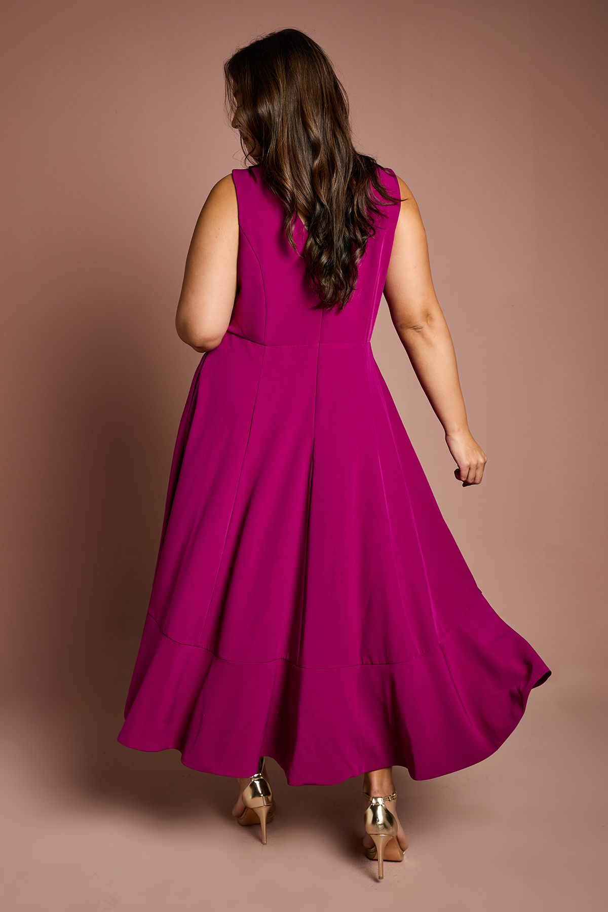 Coast Plus Size Crepe Ruffle Dress Berry image 3
