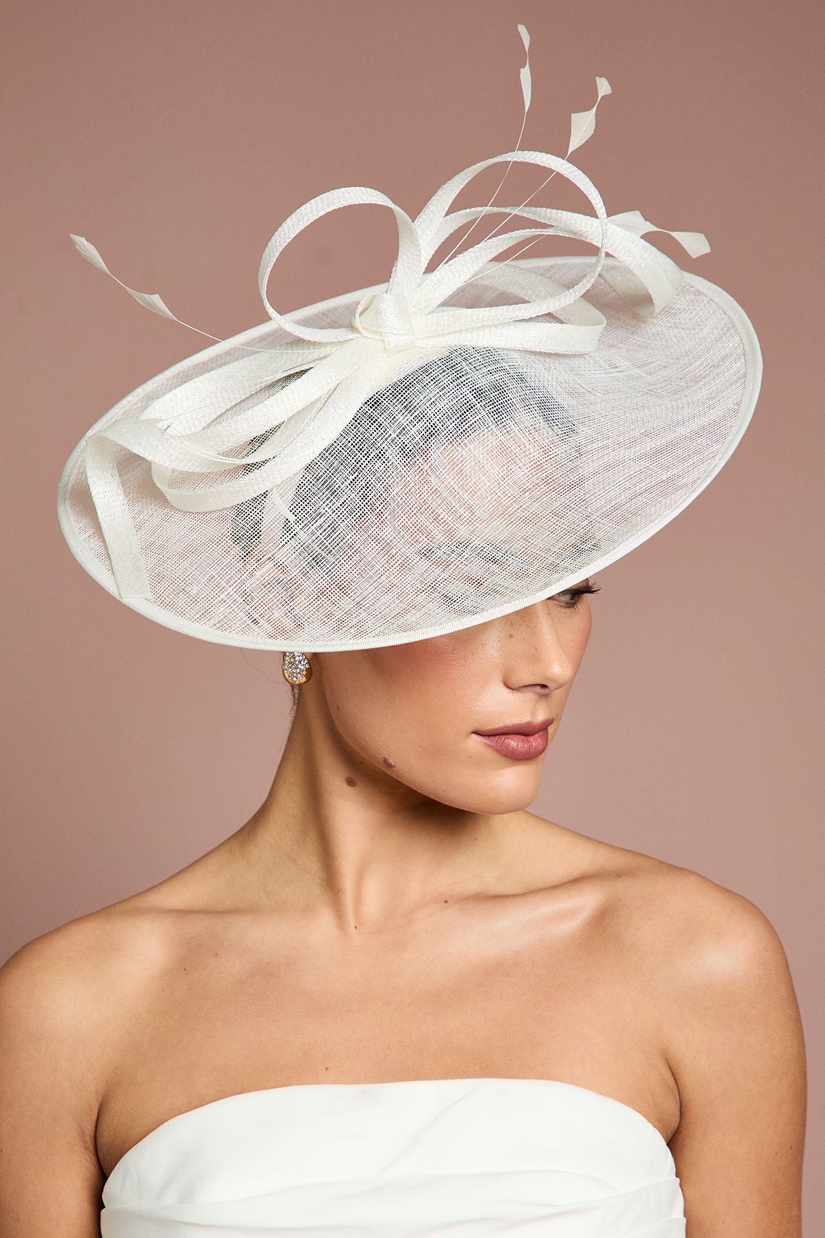 Coast Loop Detail Wide Brim Fascinator Ivory image 2