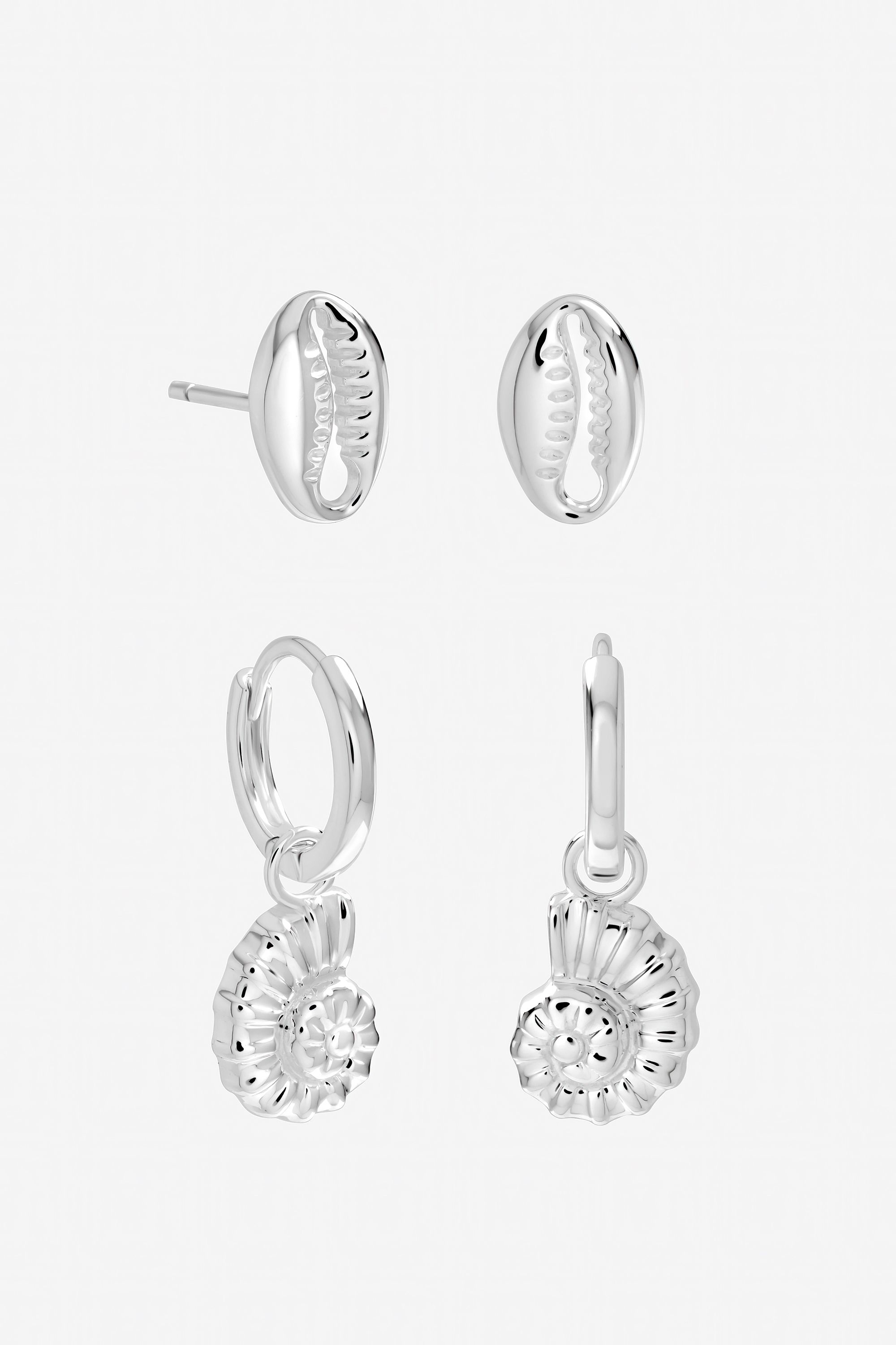 Inicio Sterling Silver Plated Shell Earrings - Pack of 2 image 1