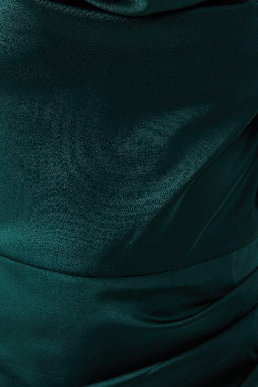 Coast Cowl Neck Ruffle Detail Satin Bridesmaid Dress Emerald image 5