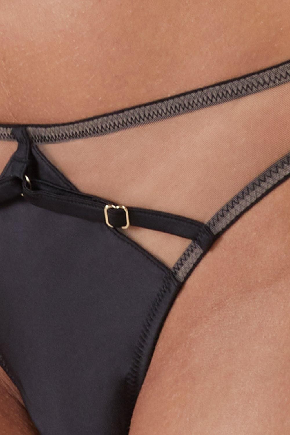 Playful Promises Ramona Black Mesh Thong image 4