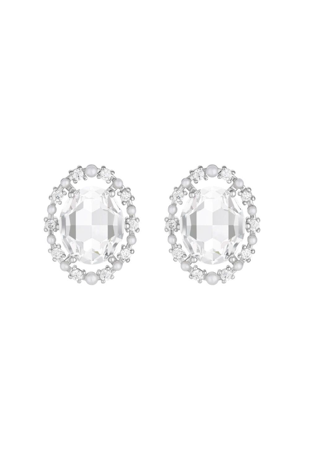 Jon Richard Rhodium Plated Cubic Zirconia Large Stud Earrings image 1