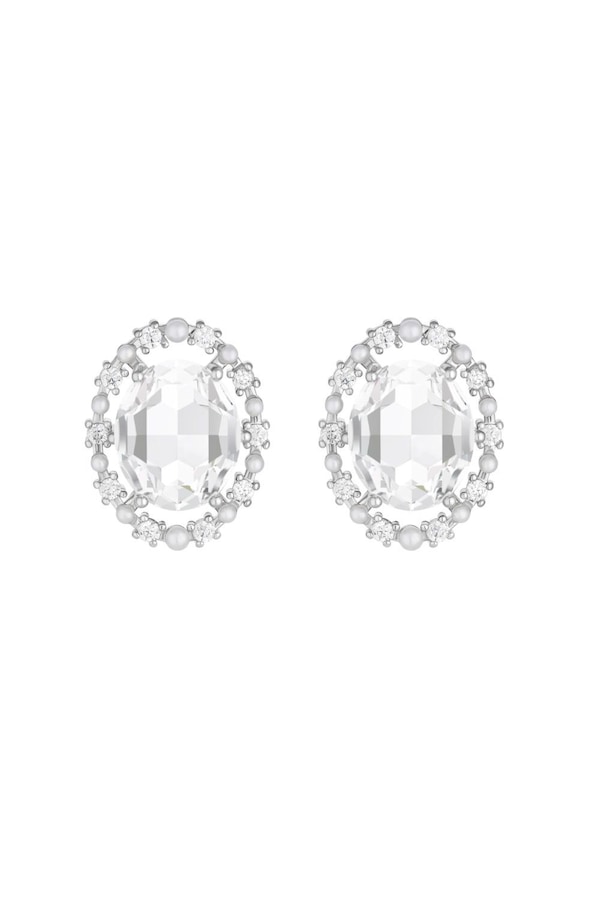 Jon Richard Rhodium Plated Cubic Zirconia Large Stud Earrings