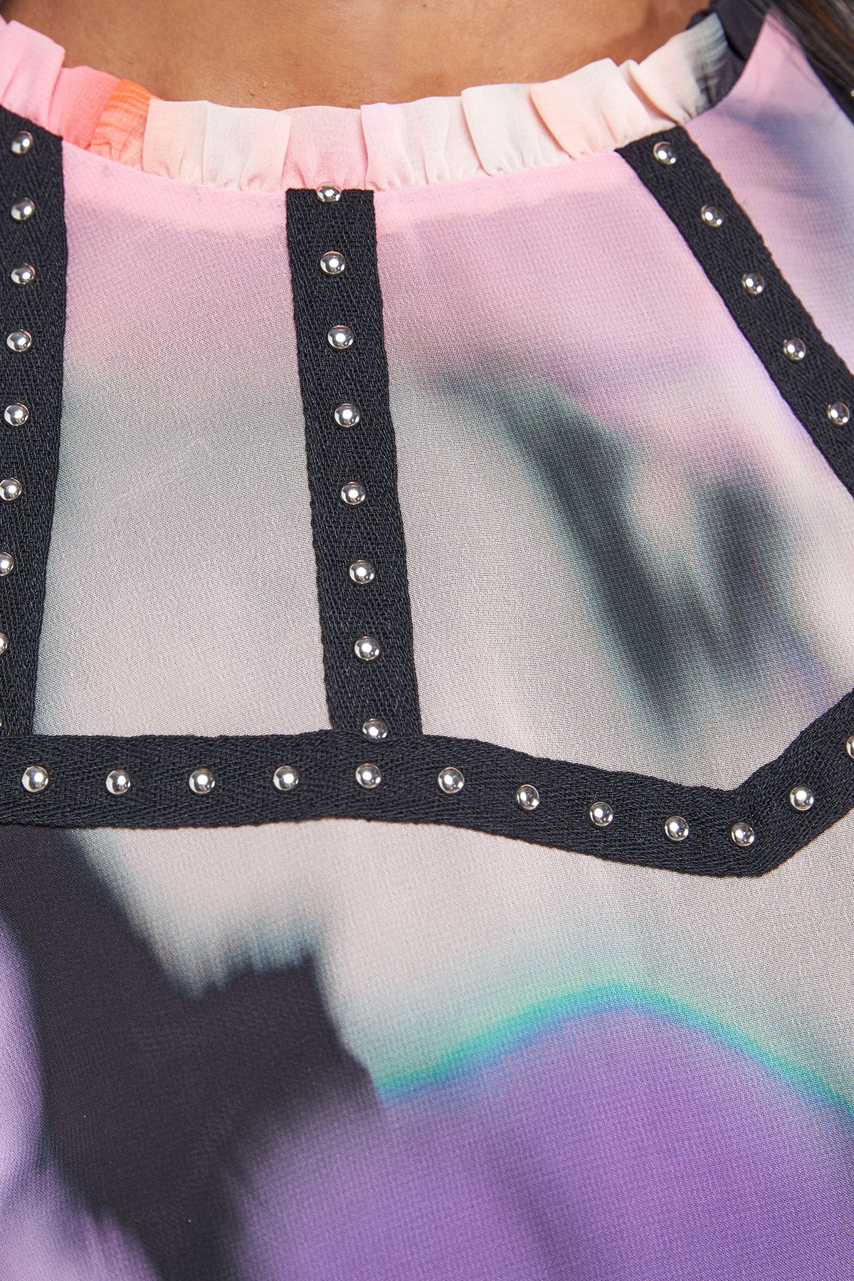 Oasis Trim Detail Balloon Sleeve Flippy Mini Dress Floral image 5