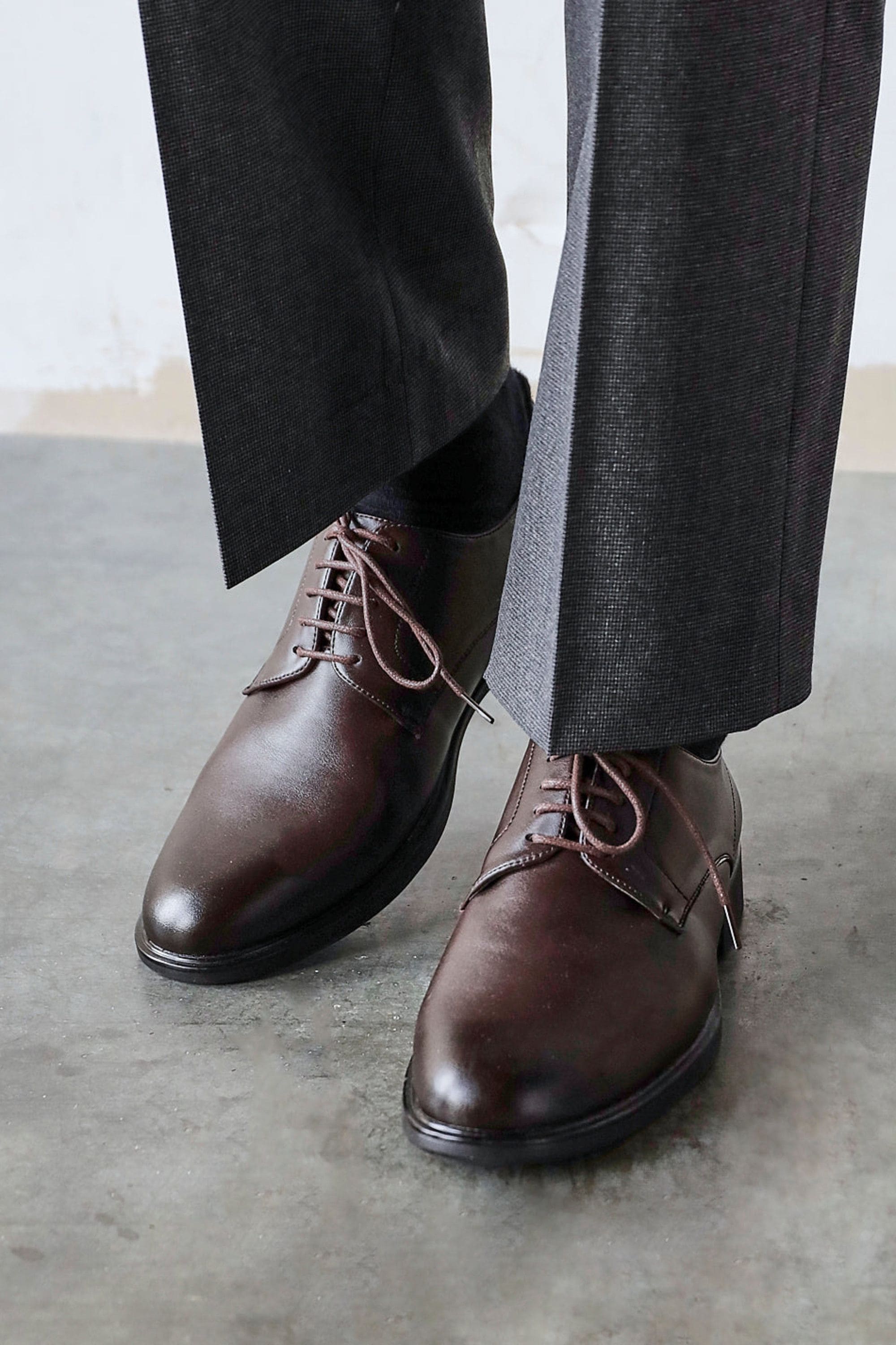 Linzi Angelo Mens Dark Brown Faux Leather Lace-Up Shoes image 6