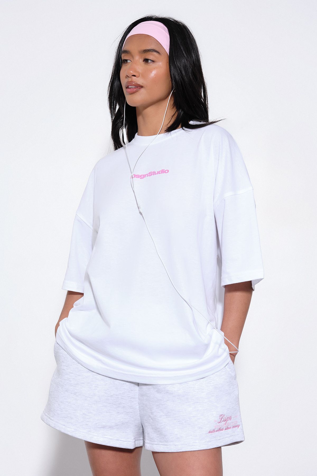 DSGN Studio DSGN Studio Oversized Floral Print T-Shirt White